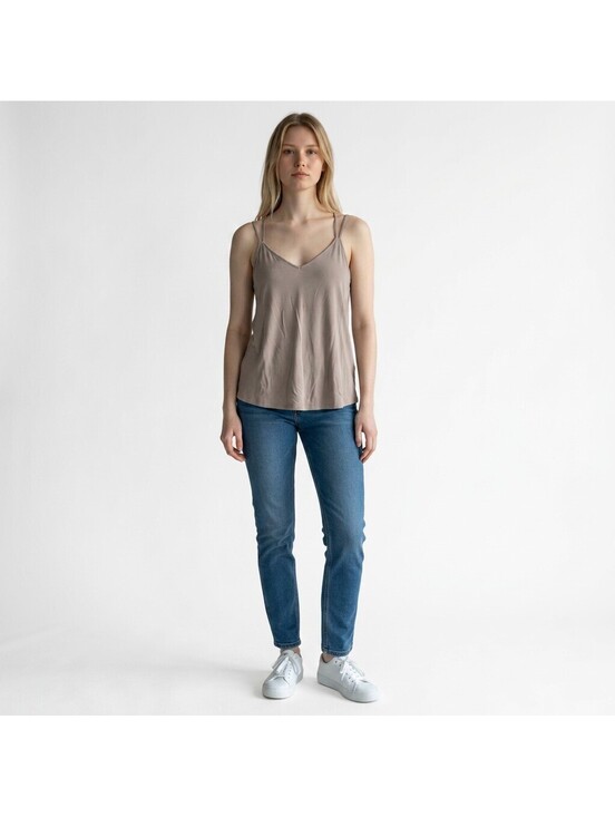 Allie Rose Tops - Allie Rose Top Women M Medium Gray V-Neck Sleeveless Spaghetti Strap Casual